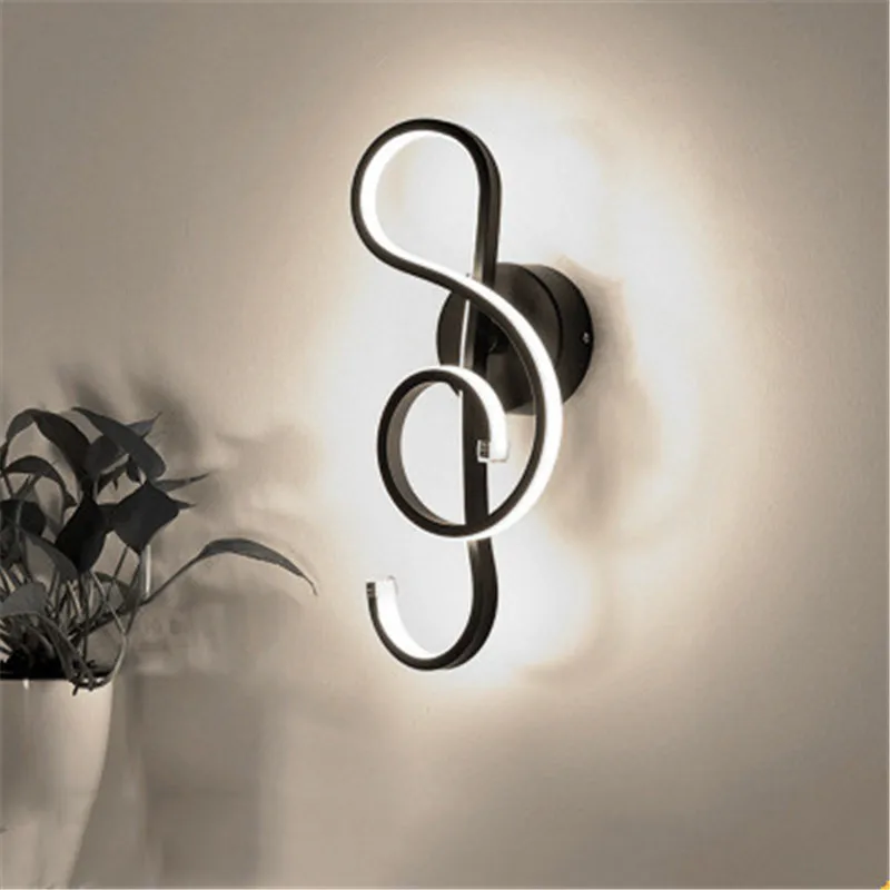 Modern Creative Music Symbol LED Wall Light Creative Kitchen Corridor Bedroom Mirror Decoration Background Wall Light