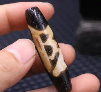 

Unique Pattern Energy Tibetan Old Agate Ivory Color OM Word 2 Eye dZi Bead Amulet LKbrother Sauces Top Quality Garrantee