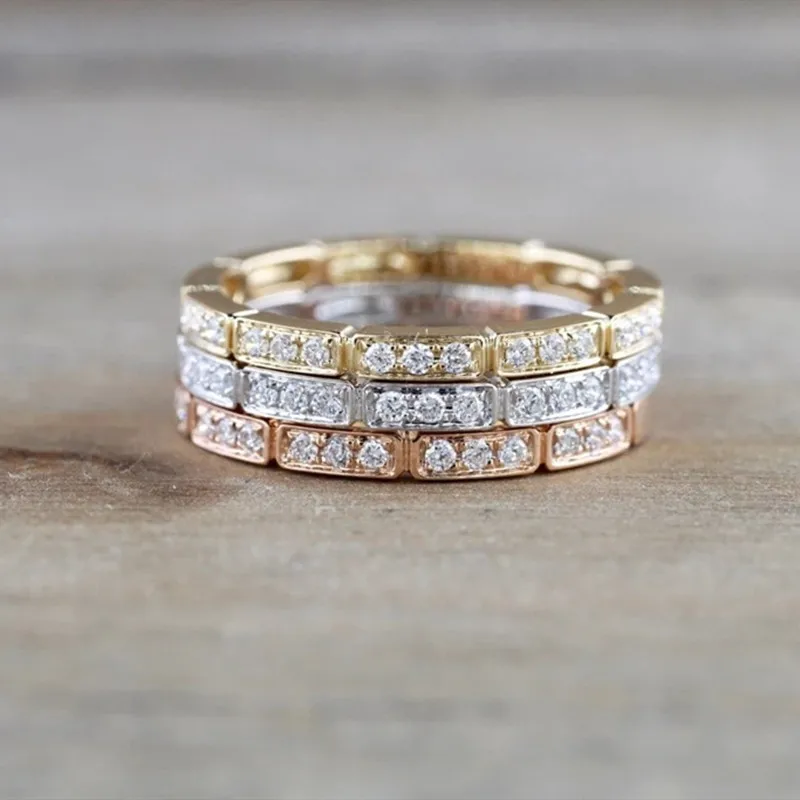 

Luxury Zircon CZ Rings For Women Jewelry Shiny Stone Female Rose Gold Finger Ring For Girls Bride Wedding Accessories Lady Gold