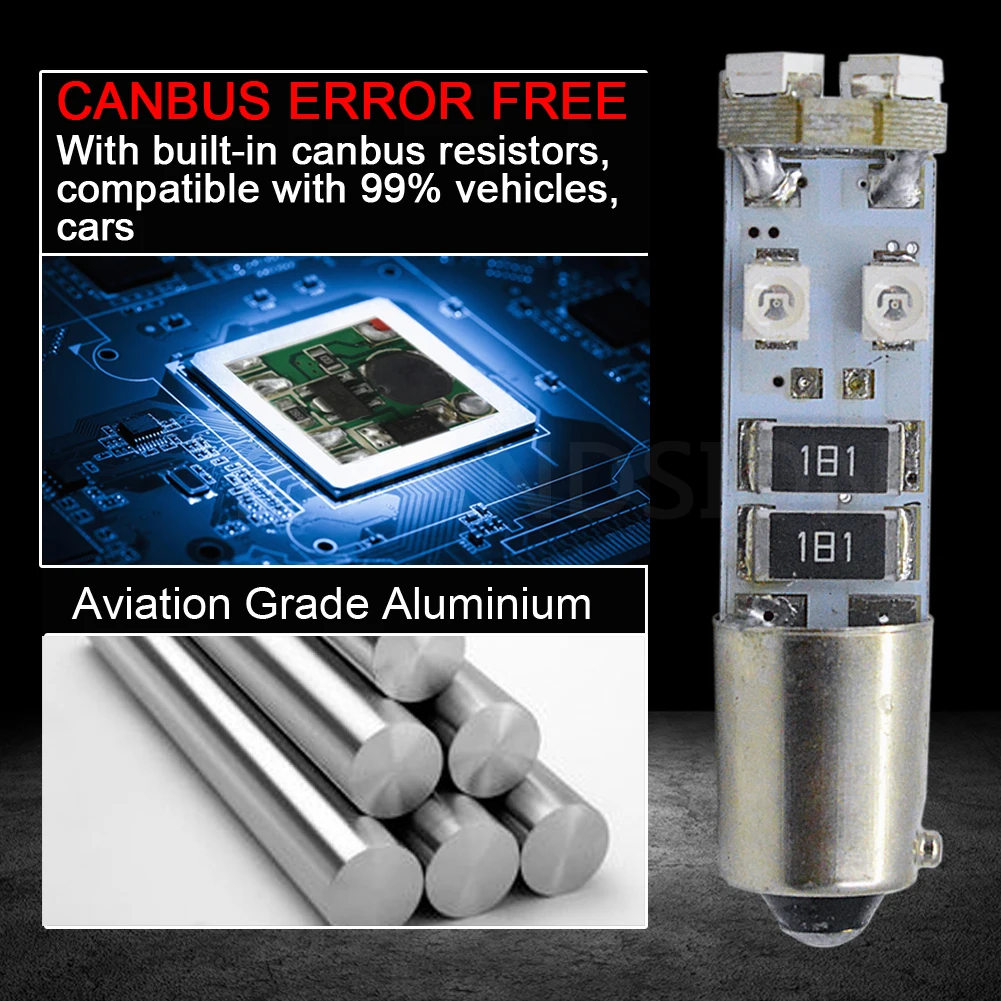 10x Canbus безошибочный BA9S BAX9S H21W BAY9s светодиодный фонарь для автомобиля с поворотным