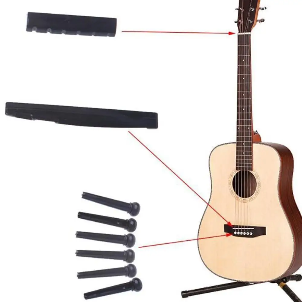 

Portable Acoustic Guitar String Bridge Pins Saddle Nut Finish Guitar Quality Plastic Acoustic Guitar Accessories