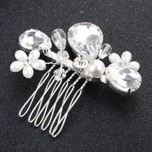 Серебряный горный хрусталь и Кристалл Свадебная расческа для волос женщин для волос дизайн Цветочные Свадебные аксессуары для волос FS56