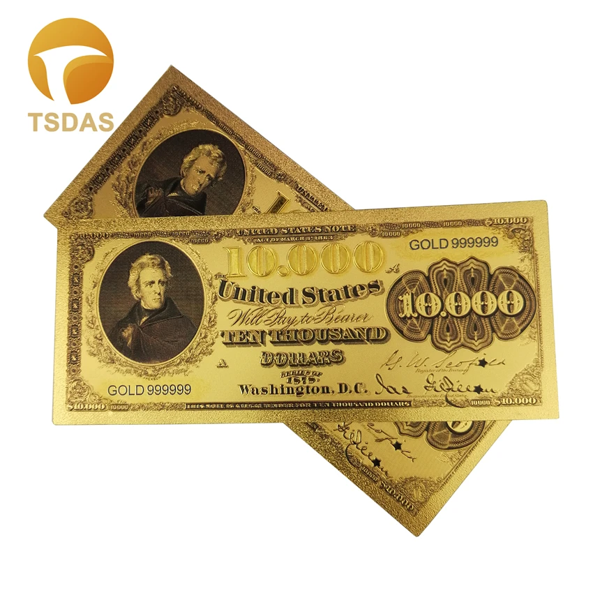 999 9 чистое золото США красочная Золотая банкнота 1863 год Америка 10 000 долларов 24K