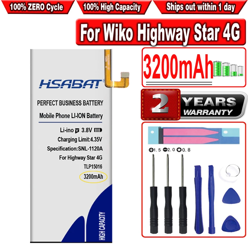 Аккумулятор HSABAT 3200 мАч для WIKO Highway Star 4G Dual SIM S104-Q06000-000 S104-Q14000-001 TLP15016 | Мобильные