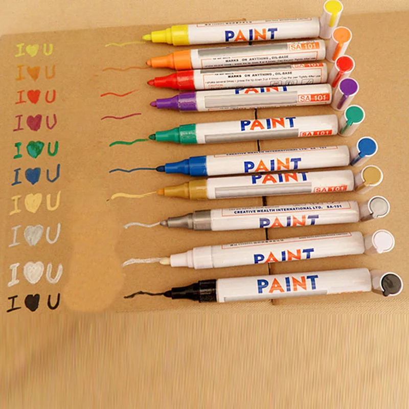 

Waterproof Paint Markers Car Tire Calligraphy Decorative Crafts Decor Display Colorful Permanent Pens