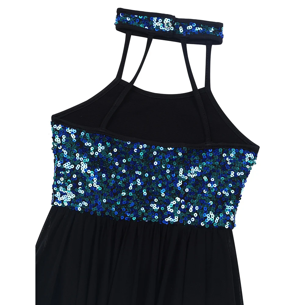 Балетное платье-чокер для девочек с блестками, платье-трико, лиф, современный танцевальный джаз, костюм для девочек, танцевальные костюмы