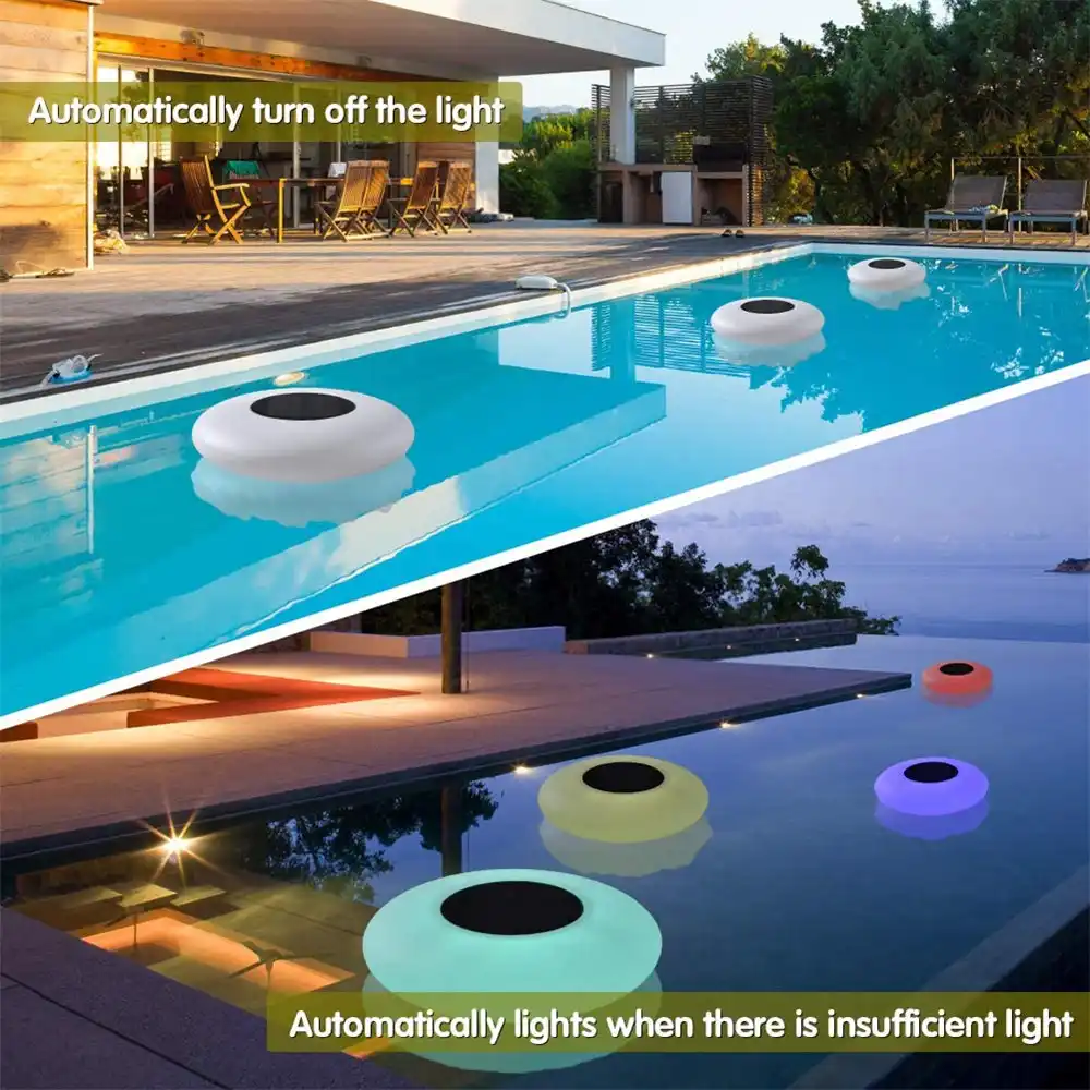 solar flotante led para piscina luces al aire libre de color cambiante estanque de jardin luces de la noche de agua solar de la lampara de cesped