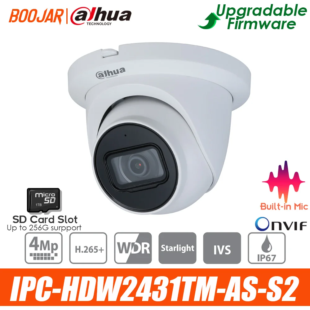 Dahua IPC HDW2431TM AS S2 4 МП POE встроенный микрофон и слот для SD карты H.265 IP67 IR 30M IVS Starlight