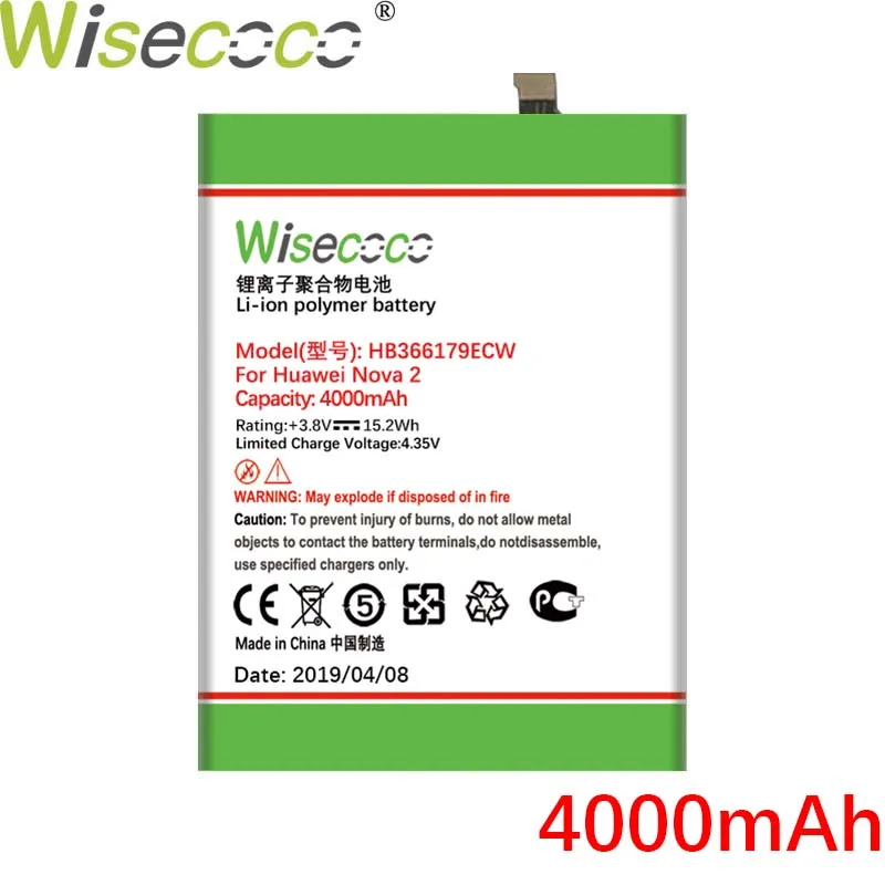 Wisecoco HB366179ECW 4000 мАч Батарея для huawei Nova 2 Nova2 PIC-AL00 PIC-TL00 PIC-L29 PIC-LX9 PIC-L09 Батарея