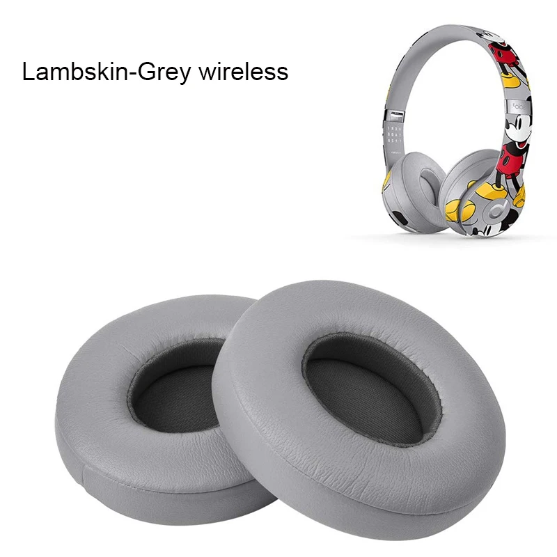 

Solo 2/3 Wireless Earpads - 1 Pair Replacement Sheepskin Leather Ear Cushion for Solo 3 Wired for Beats Solo 2 Wireless Headset
