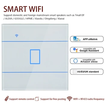 

100% Brand New WiFi+RF Smart Home EWeLink APP 86 Model Panel Switch 2000W WiFi Smart Switch Function Voice Control Drop Shipping