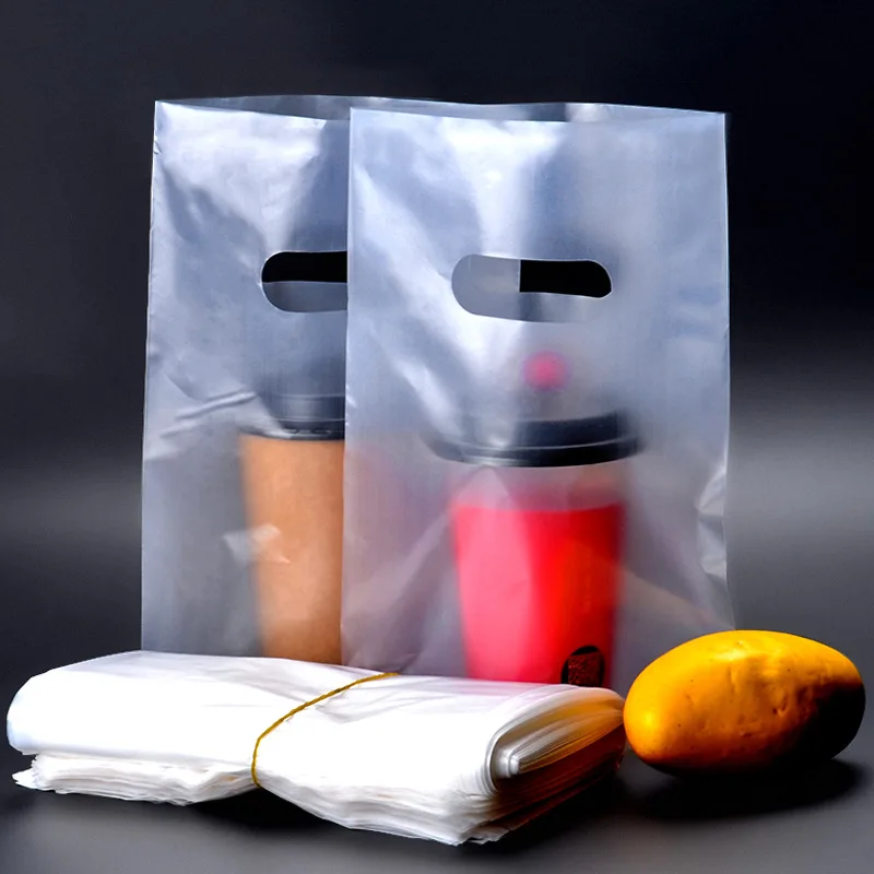 

Disposable Thick Plastic Cup Beverage Double Cup Hand-held Packing Bags Take-out Milk Tea Packaging Vest Bag Customizable Do