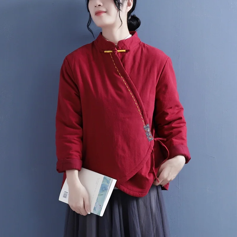Traditional Chinese Style Clothing Women Cotton Warm Coats Hanfu Retro Jacket Tang Suit Oriental Quilted Cheongsam Top 31583