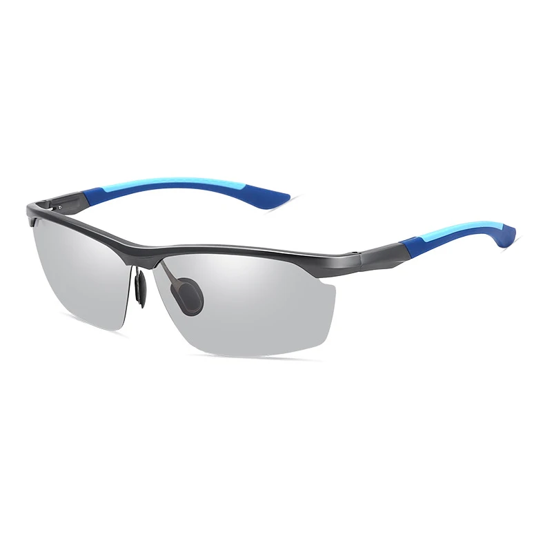 Fashion Sports Sunglasses Men Polarized Aluminum Magnesium Half Frame Square Fishing Men's photochromic Sun Driving Glasses|Мужские
