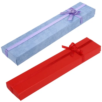 

24 Pcs Long Luxury Card Gift Boxes Watch Display Box for Pendant Red & Purple
