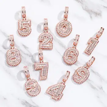 

TOPGRILLZ 0-9 New square Digital Pendant Iced Out Micro Cubic Zirconia Pendant Hip Hop Pendant Necklace For Gift