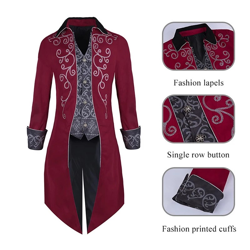 2019Hot Sale Men Vintage Luxury Steampunk Coats Retro Mens Gothic Punk Style Costume For Party Tailcoat Men Outwear Tuxedo Coats