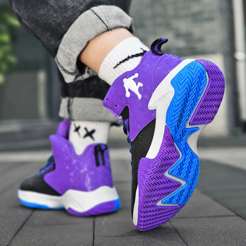 Basketball Shoes Boys Girs Kids Children 2021 Autumn Fashion Casual Sports Cushioning Non-Slip Rubber Leather Sneakers Boots