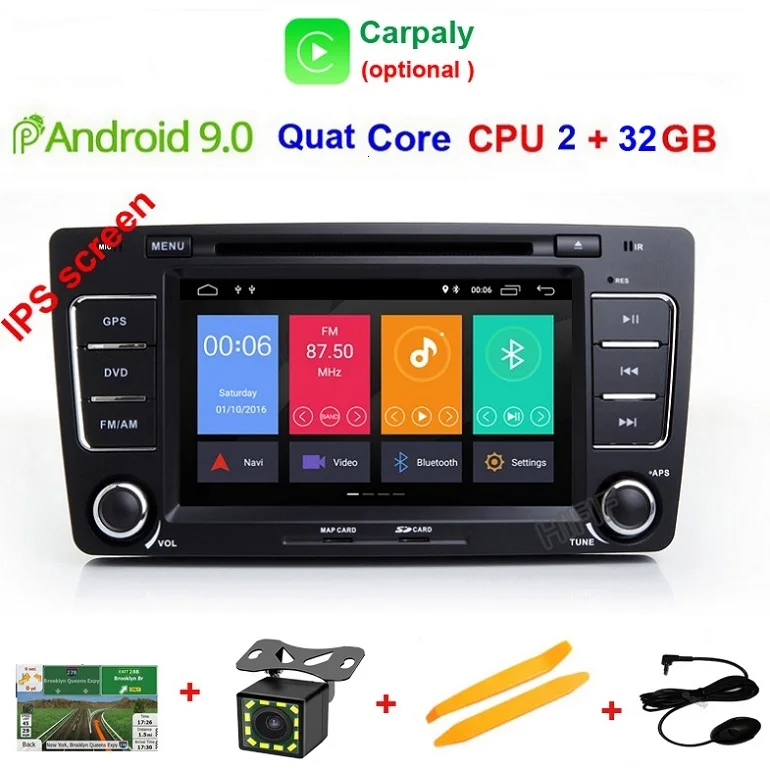 DSP ips 2 Din автомобильный DVD gps для Skoda Octavia 2012 2013 A 5 A5 Yeti, Fabia автомобильный Android 9,0 8 Core 4 Гб ram Стерео Радио Навигация - Цвет: Quad Core 2G 32G