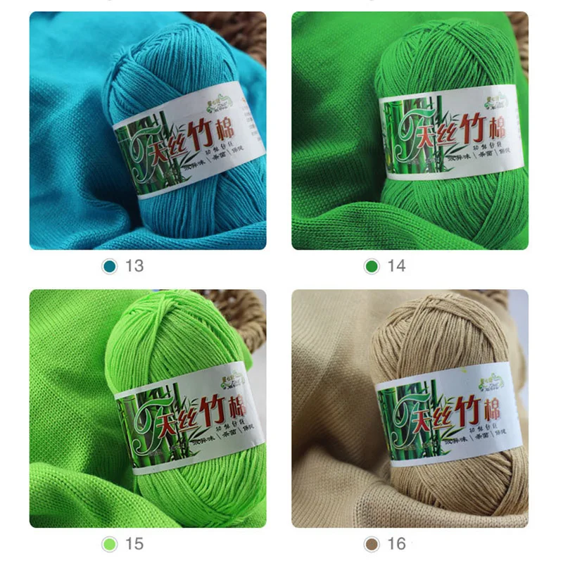 10pcs 500g Natural Bamboo Cotton Yarn Soft Crochet Yarn Crochet For knitting Wool Children Hand Knitting DIY Thread 2