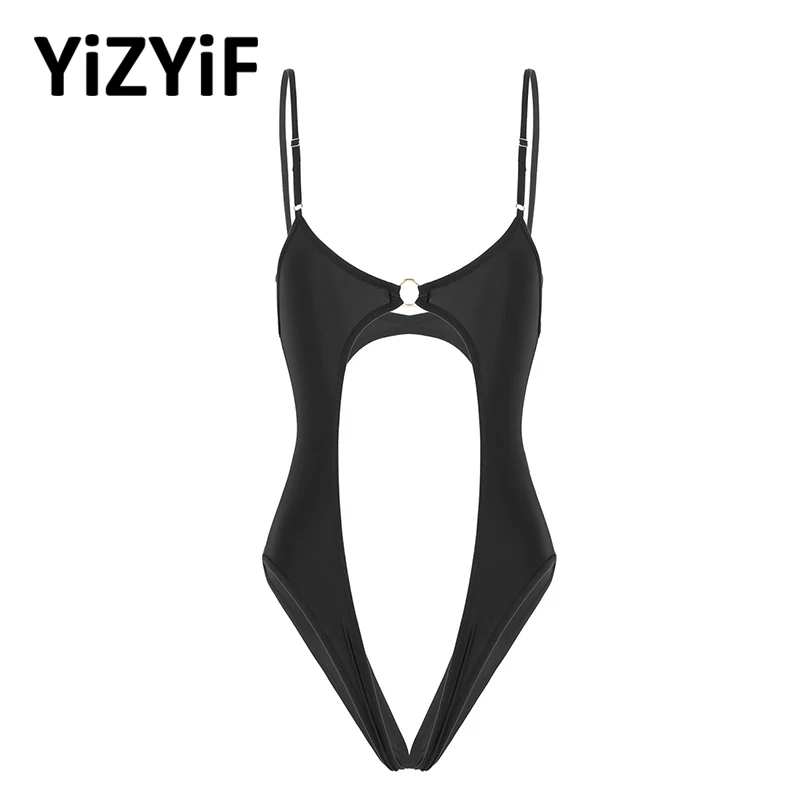 Women Onepiece Bodysuit Sexy Smooth Silky Lingerie Sleeveless