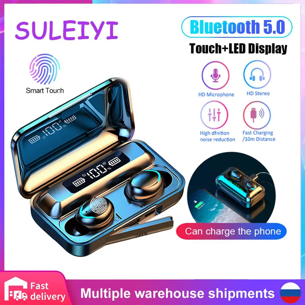 F9 tws wireless headphones V5 0 Touch bluetooth earphones LED Display sport Earbuds With 2000mah Power Bank Mic gaming headset