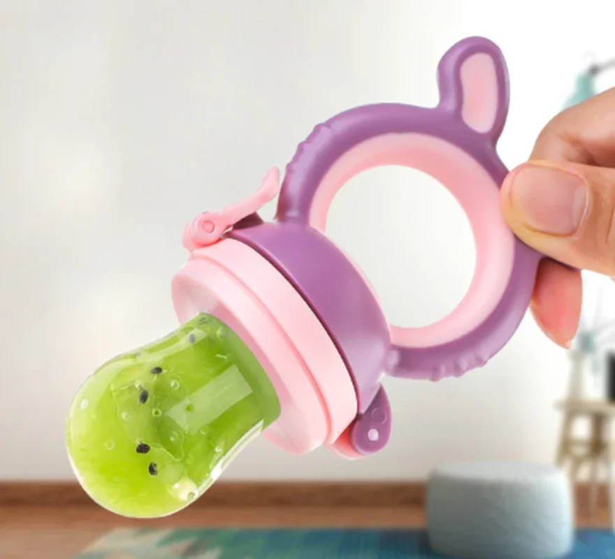 Baby Nipple Fresh Food Fruit Feeding Bottles Newborn Silica Gel Nibbler Learn Safety Straw Handle Teething Pacifier | Мать и ребенок
