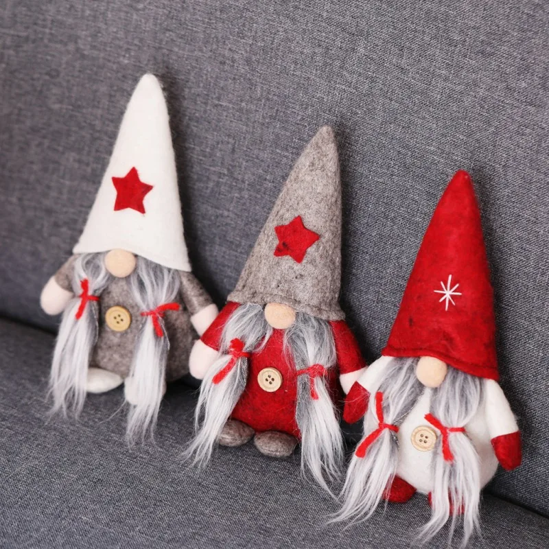 Cute Christmas Decoration Sitting Long Leg No Face Elf Doll Decorations For Festival Home Decor Kids New Year Gift