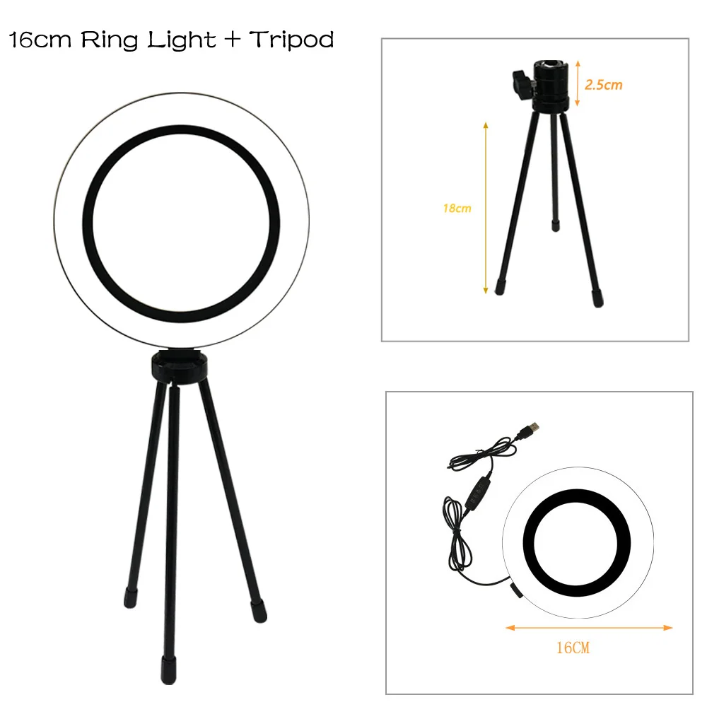 16 21 26cm Usb Led Light Ring Photography Flash Lamp with 