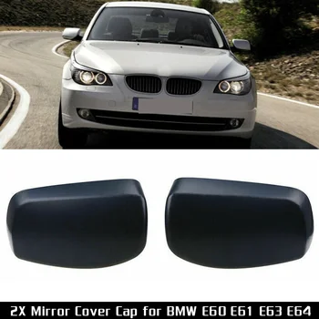 

2pcs Matte Black Rearview Mirror Cover Cap Left Right Mirror Protector For BMW E60 E61 E63 E64 525i 2003-08