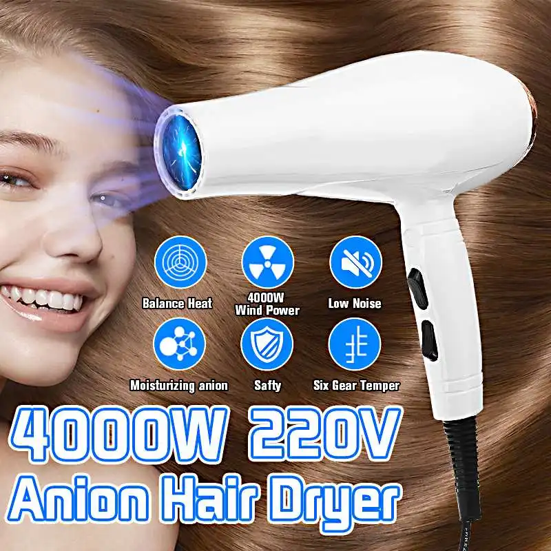 

Becornce Hairdryer Hair Blow Dryer :4000W Blue Light Anion Cold Hot Air Hair Styling Tool High Power Styling Tools