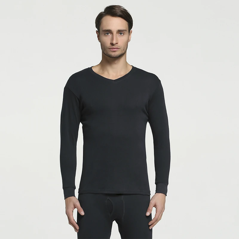 

Tide Winter 111% Cotton Round Neck Warm Long Johns Set For Men Ultra-Soft Solid Color Thin Thermal Underwear Men Pajamas M-3XL
