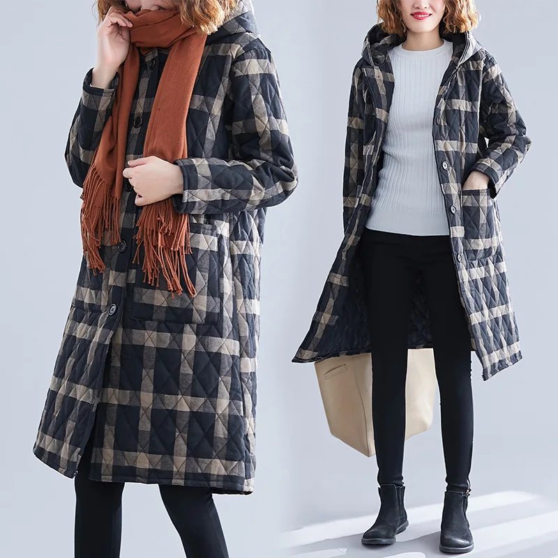

Photo Shoot Cotton Linen Cotton-padded Clothes Winter Thick Cotton-padded Jacket Literature And Art Mid-length Large Size Warm C