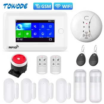 

Towode WIFI Smart Home PG106 2G Anti Theft System 4.3 inch Color Screen APP Remote Control PIR Motion Sensor Security Alarm