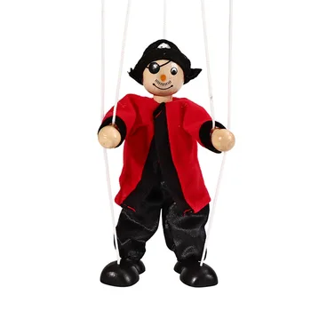

Wooden Pirate String Puppet kids Wooden Marionette Toys Puppet Doll Parent-Child Interactive Toys Pull String Puppet Random