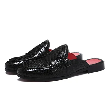 

New Big Size Men Casual Shoes 2020 Summer Luxury Black Slip on Dress Slippers Leather Shoes Lazy Embossed Loafers Men Classic
