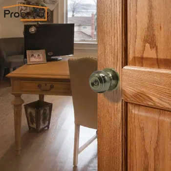 

Probrico Round Door Handles for Interior Bedroom Bathroom doors Locks front back gate knobs with lock core Household Accessories