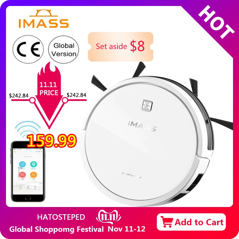 

IMASS Robot Vacuum Cleaner Automatic Sweeping Dust Mopping Mobile Home Smart Cleaning App Remote Control Wireless Robotic
