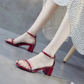 

2020 Fashion Women Hasp Transparent Thick Heel High-Heeled Shoes Sandals summer sandals women sandals high heels casual