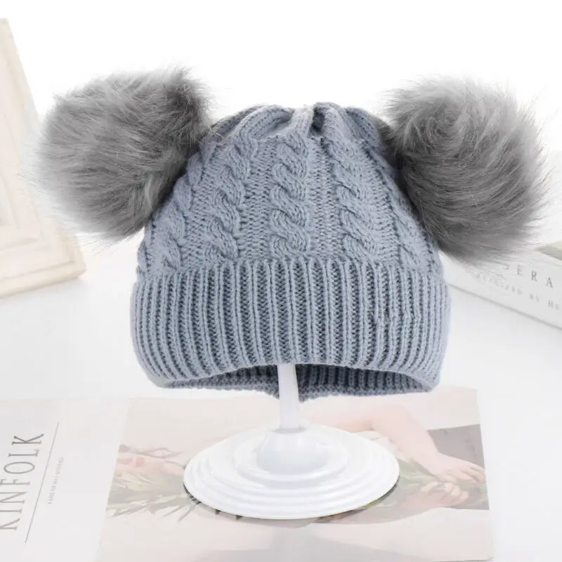 

Kid Child Baby Boys Girls Beanie Hat Cap Winter Warm Double Pom Pom Bobble Knit