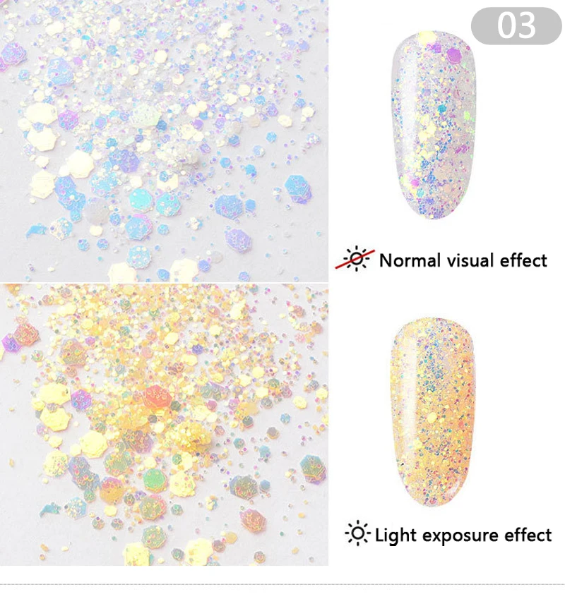 1 г Хамелеон блестящий красочный УФ-гель для дизайна ногтей маникюр пигмент порошок пыль маленькие хлопья украшения DIY ногти блестки - Цвет: 10-003