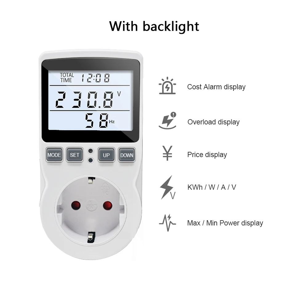 metric tape measure EU Plug AC Power Meter Digital Wattmeter Watt Monitor Electricity Consumption Power Analyzer Energy Meter Measuring Socket audio vu meter