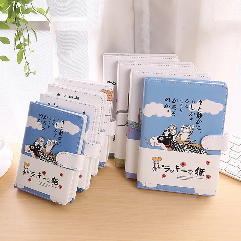 

Kawaii Leather Notebook Cute Lucky Cat Japanese Hand Book Daily Planner Agenda 2019 2020 Filofax Stationery School Supplies Gift