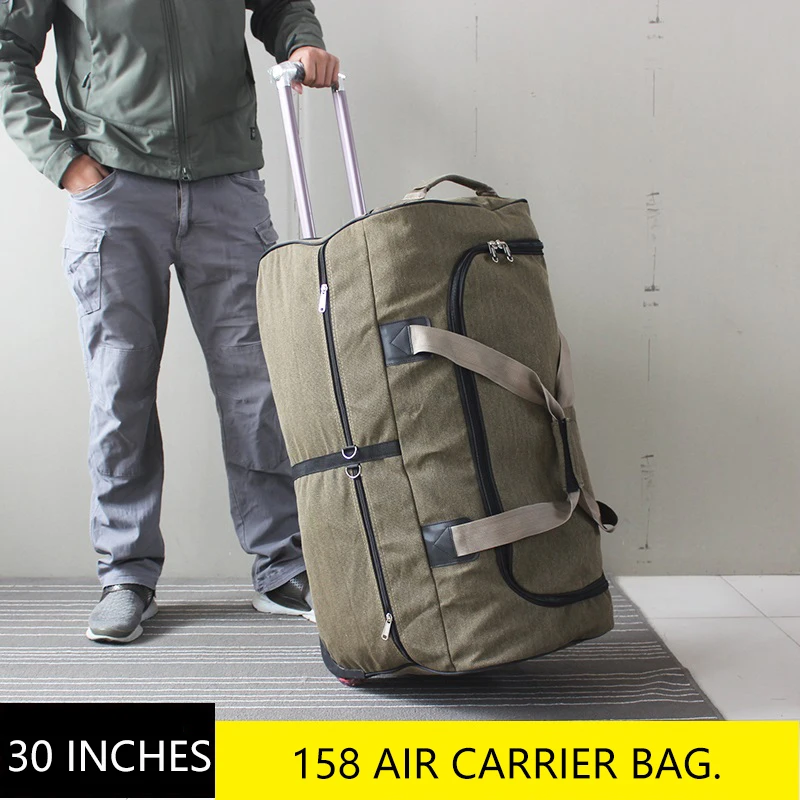 

30 inch large capacity canvas 158 international air shipping package trolley luggage bag 26 inch moving abroad travel bag