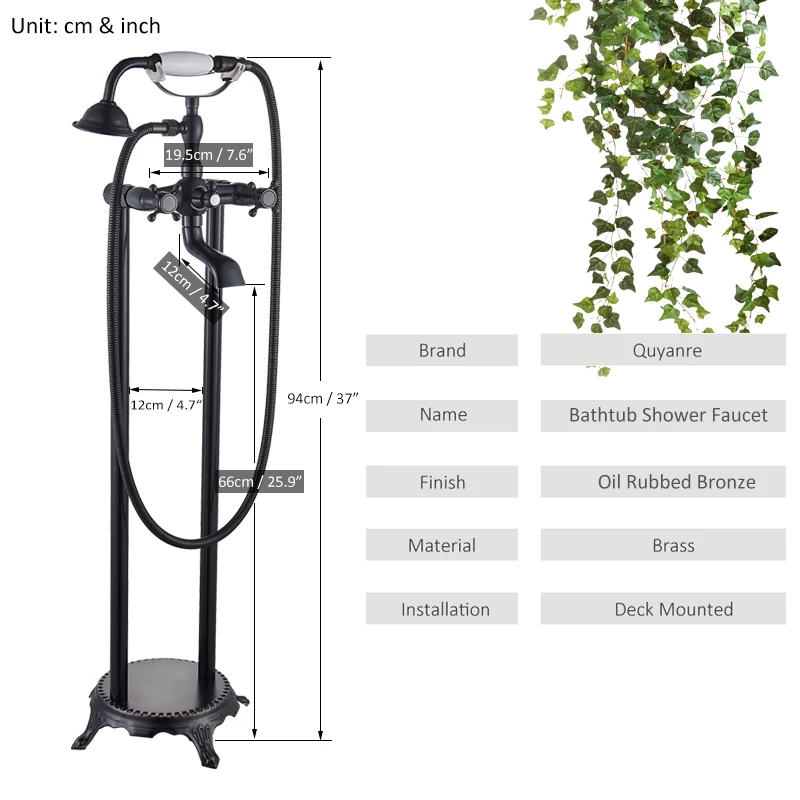 Bronze Black Floor Standing Faucet Dual Handles Hot Cold Water Shower Mixer For Bathroom Bathtub Shower Faucet Shower Mixer 3