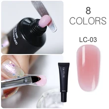 LILYCUTE 20 мл Быстрое расширение поли УФ-гель розовый белый металл с прозрачными кристаллами светодиодный акриловый строительный гель для ногтей