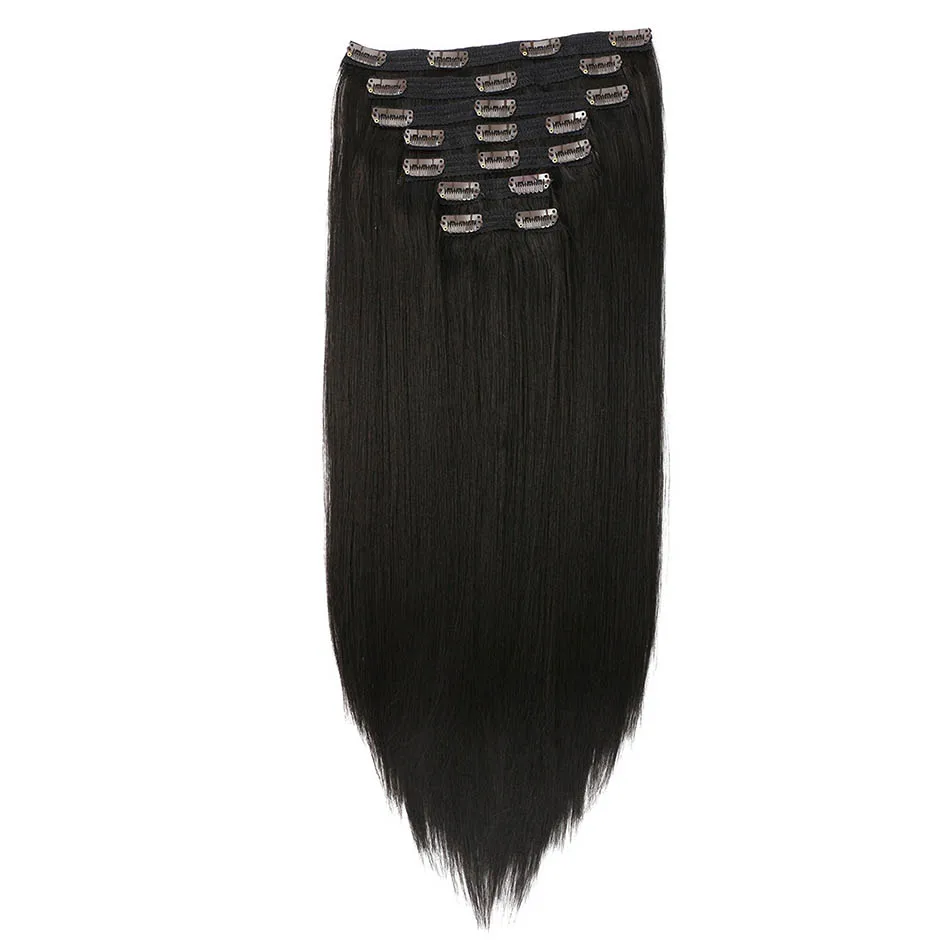 

Beauty On Line Synthetic Clip in Hair Extensions Double Weft Straight Wave 7 Pieces/Lot 24Inches Dark Brown