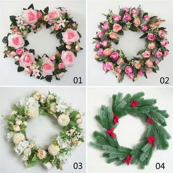 

31cm Door Wreath Large Garland Artificial Flower Wreath Wall Hanging Door Decoration Home Decoration Farmhouse Decor Hawaiian