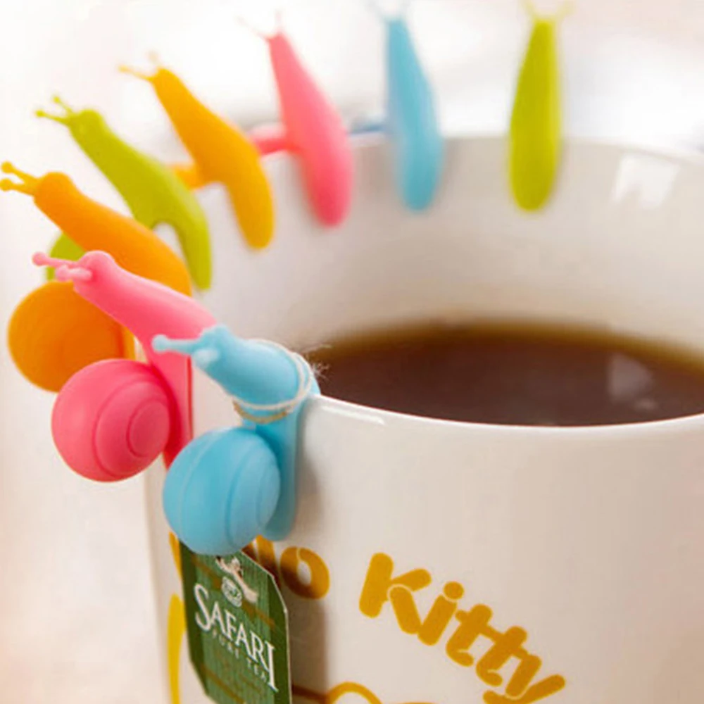 5Pcs / 6 Pcs Set Snail Silicone Tea Brewer Cup Edge Pendant Bag Holder Differentiated Label Hanging | Дом и сад