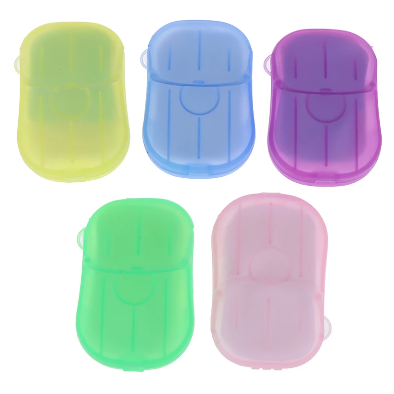 20 개/상자 휴대용 비누 종이 일회용 비누 상자 미니 비누 종이 야외 제품 